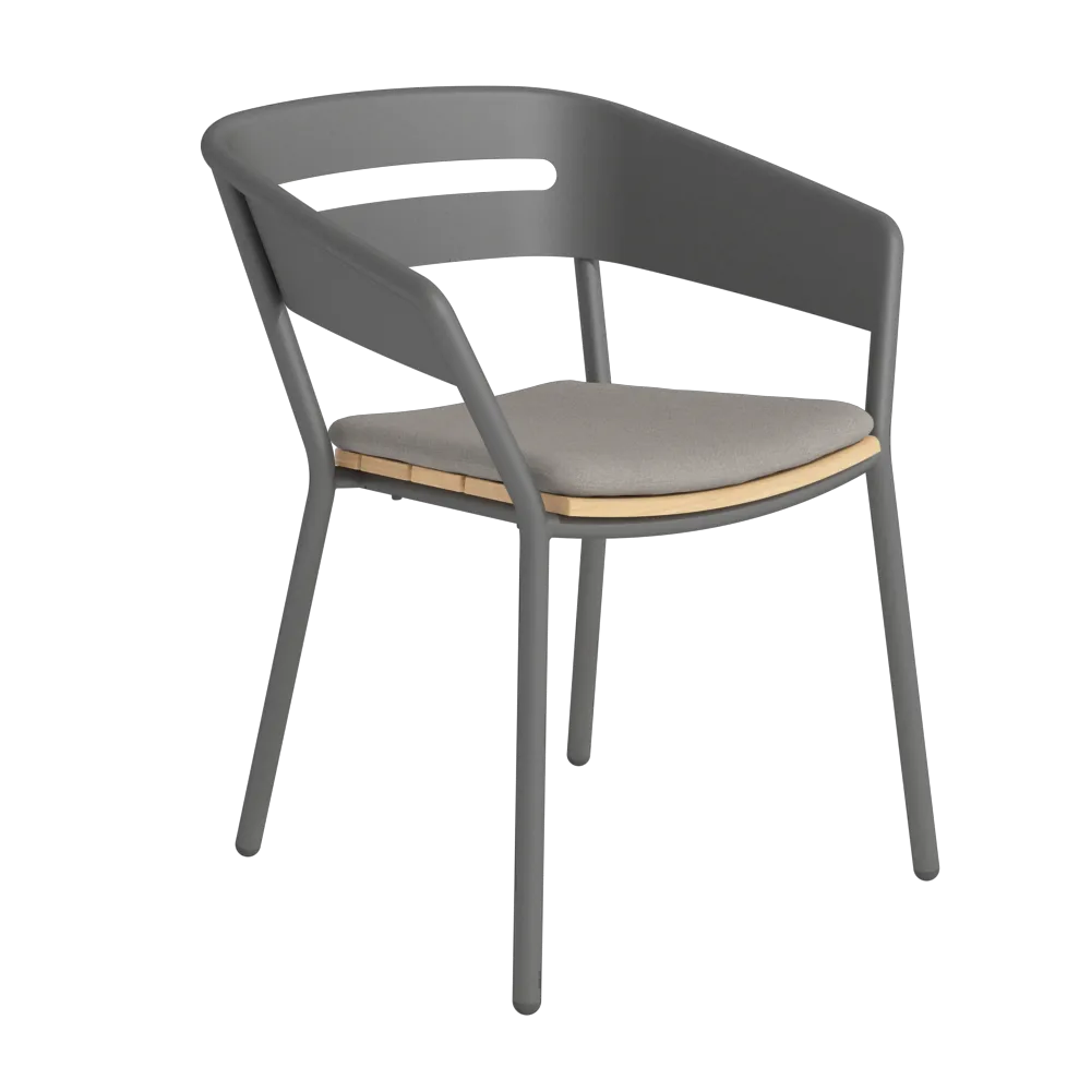 Altea armchair alu cole with teak seat - Seat cushion agora taupe