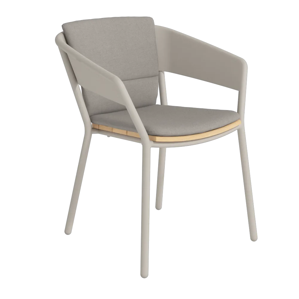 Altea armchair alu sand with teak seat - Body cushion agora taupe