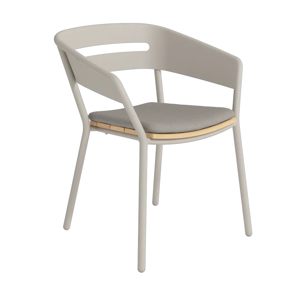 Altea armchair alu sand with teak seat - Seat cushion agora taupe