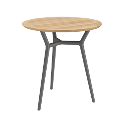 Runder Outdoor Gartentisch Aluminium ALTEA D75 von TRAZOS in Cole mit Teak Leisten