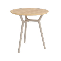 Runder Outdoor Gartentisch Aluminium ALTEA D75 von TRAZOS in Sand mit Teak Leisten