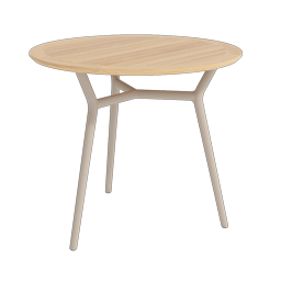 Runder Outdoor Gartentisch Aluminium ALTEA D90 von TRAZOS in Sand mit Teak Leisten