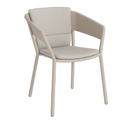 Outdoor Armlehnstuhl Aluminium ALTEA von TRAZOS in Sand mit Rückenkissen Agora Fossil