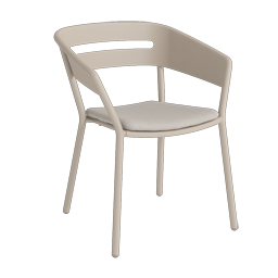 Outdoor Armlehnstuhl Aluminium ALTEA von TRAZOS in Sand mit Sitzkissen Agora Fossil