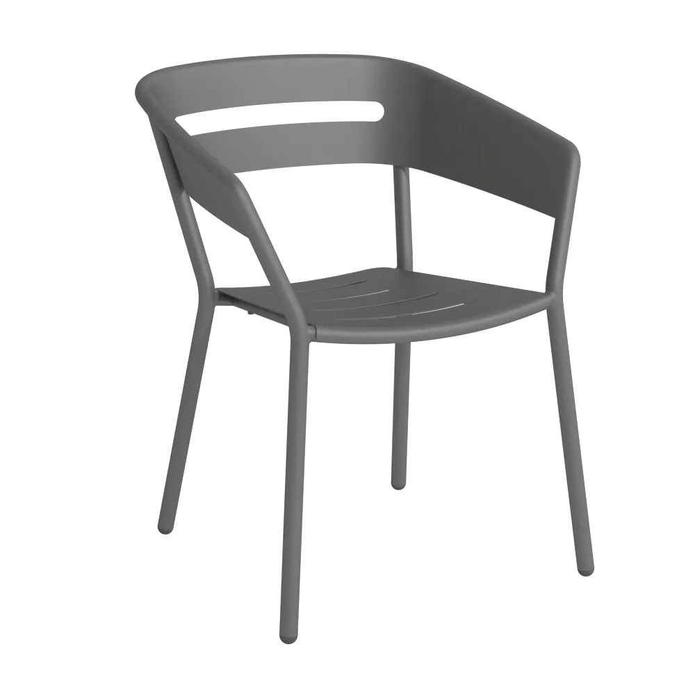 TRAZOS ALTEA Design Gartenstuhl aus Aluminium in Cole, einem warmen Dunkelgrau – moderne Ansicht