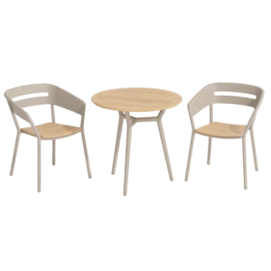 Altea Set Rund 75 Aluminium Sand / Teak