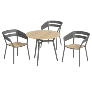 Altea Set Rund 90 Aluminium Cole / Teak