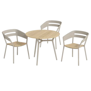 Altea Set Rund 90 Aluminium Sand / Teak