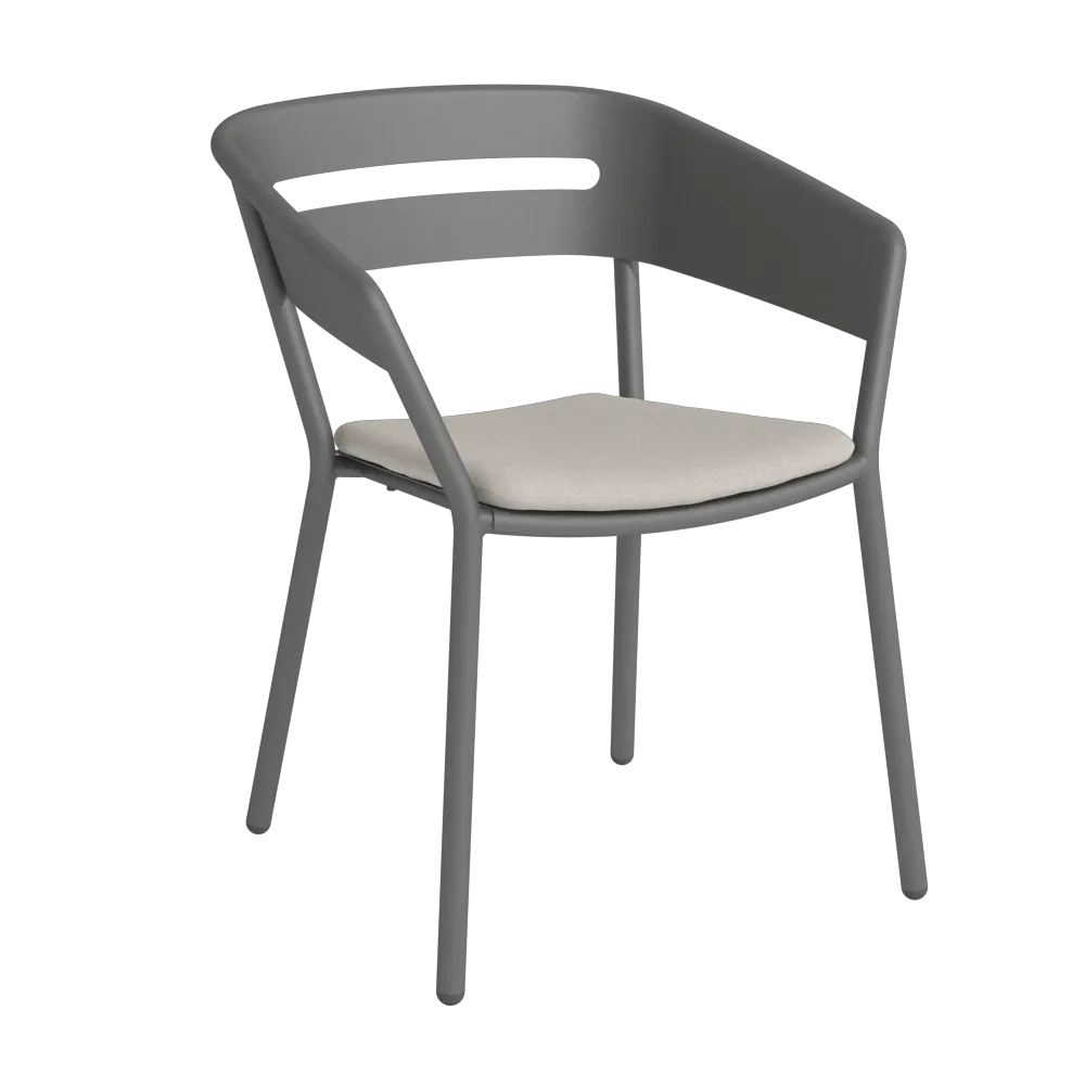 TRAZOS ALTEA Design Gartenstuhl aus Aluminium in Cole mit Sitzkissen in Fossil