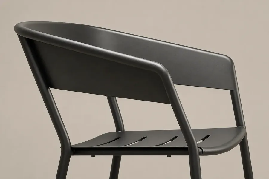Ergonomisch geformte Rückenlehne des ALTEA Outdoor-Stuhls für hohen Sitzkomfort