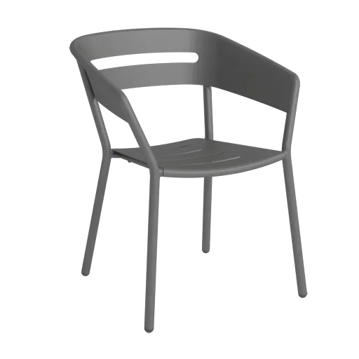 TRAZOS ALTEA Design Gartenstuhl aus Aluminium in Cole, einem warmen Dunkelgrau – moderne Ansicht