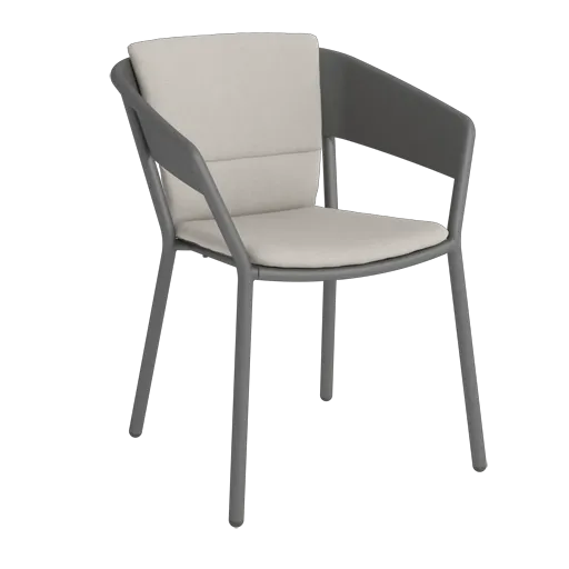TRAZOS ALTEA Design Gartenstuhl aus Aluminium in Cole mit Rückenkissen in Fossil